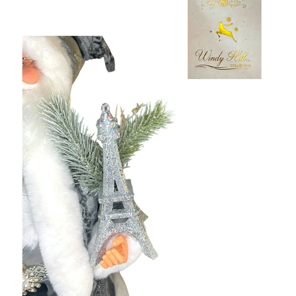 Windy Hill Collection France French Parisian Eiffel Tower 16" silver Santa Claus - Picture 3 of 5